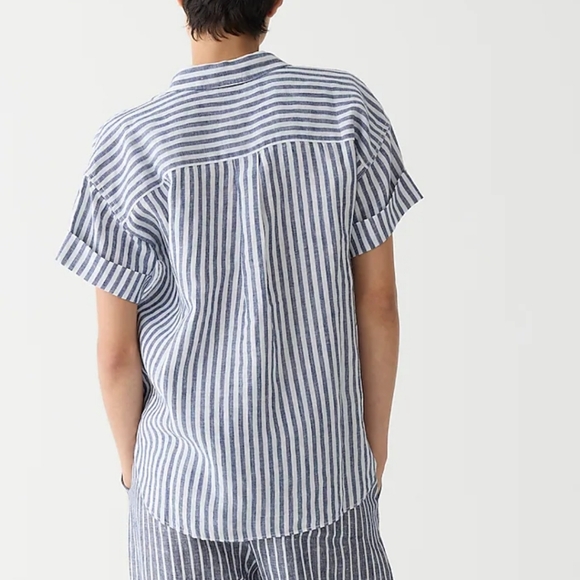 J. Crew Women's Capitaine shirt in striped Baird McNutt Irish linen Size XS - Picture 8 of 8